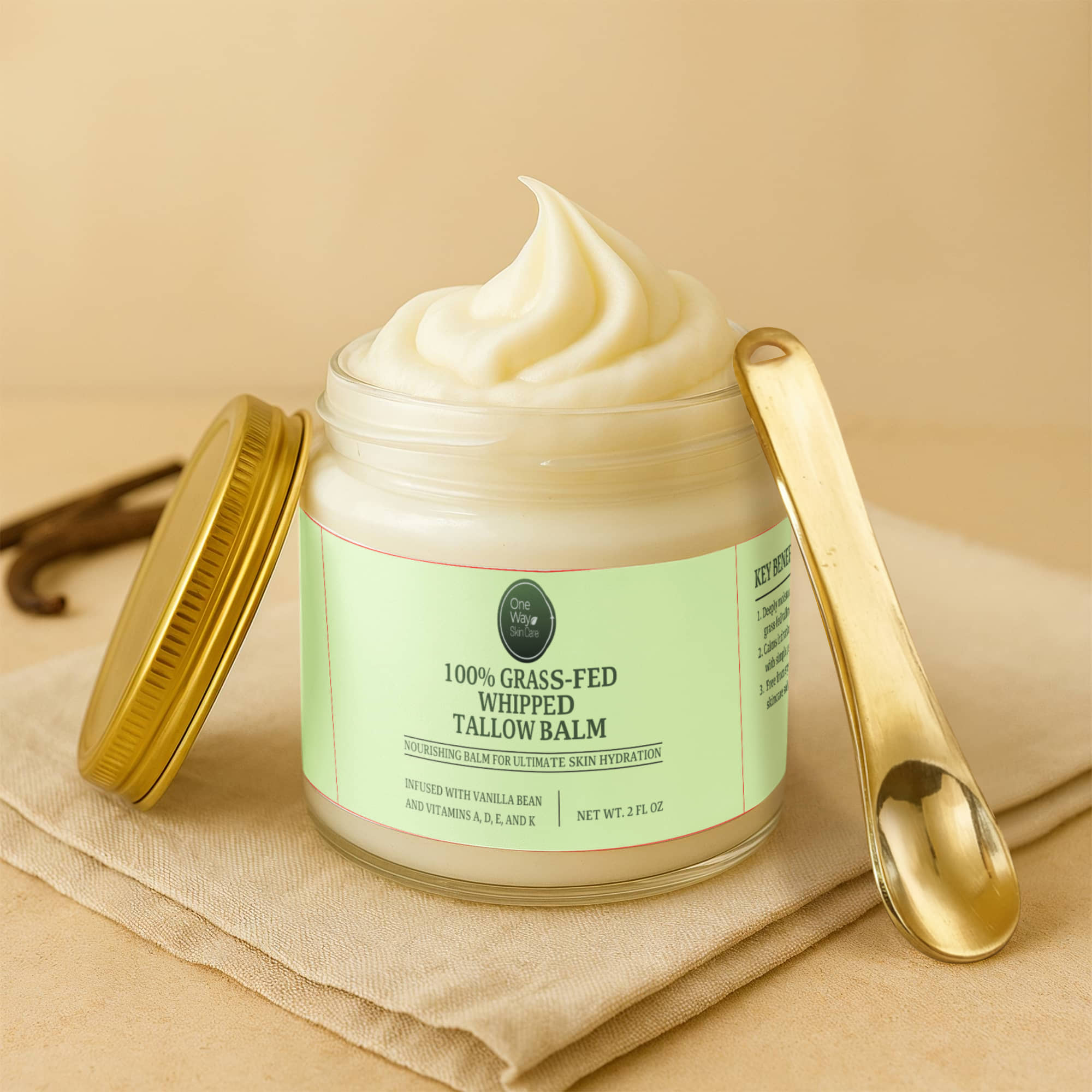 Whipped Grass - Fed Tallow Balm with Vanilla Bean - One Way Skin Care